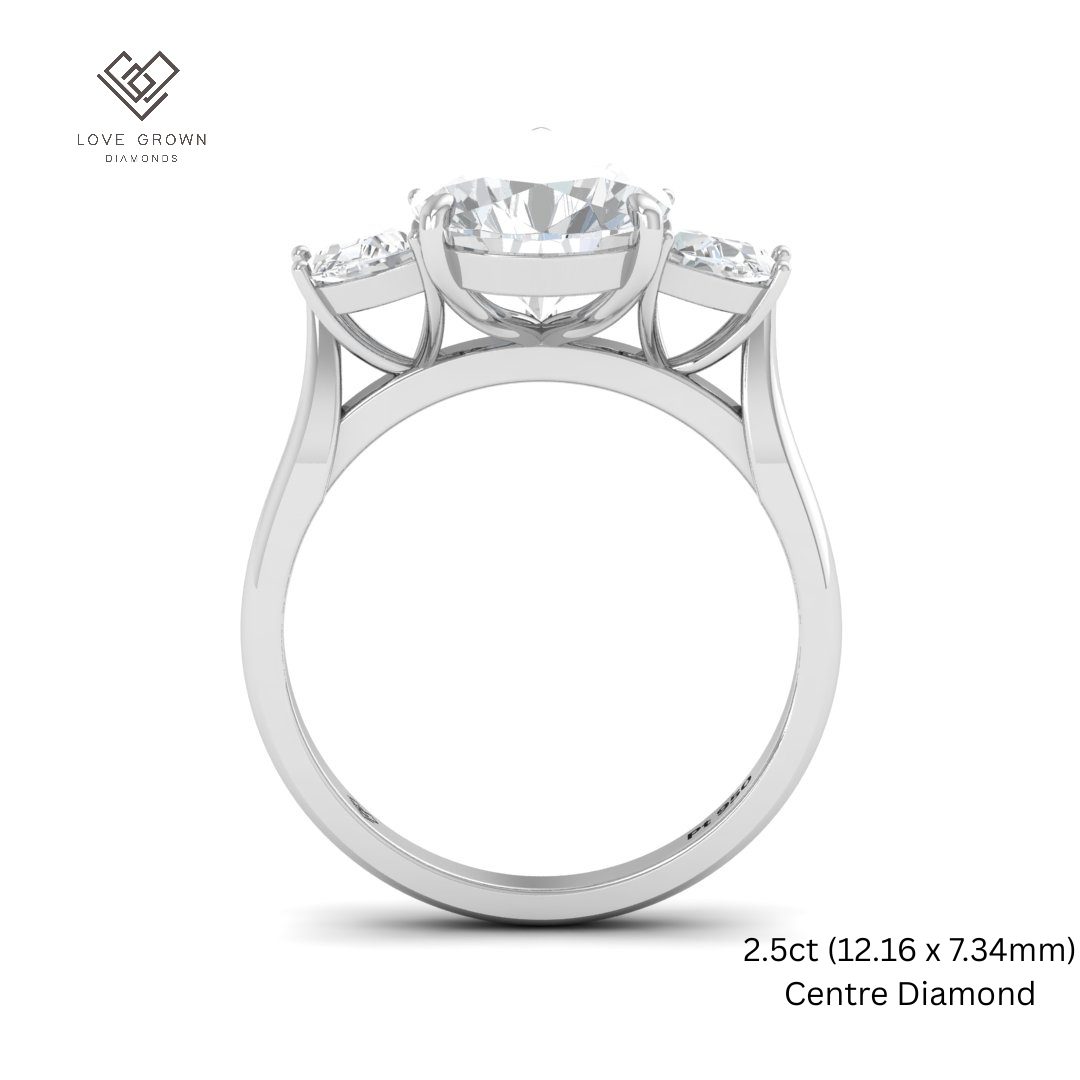 Kamala Pear Cut Diamond Engagement Ring With Half Moon Cut Side Diamonds