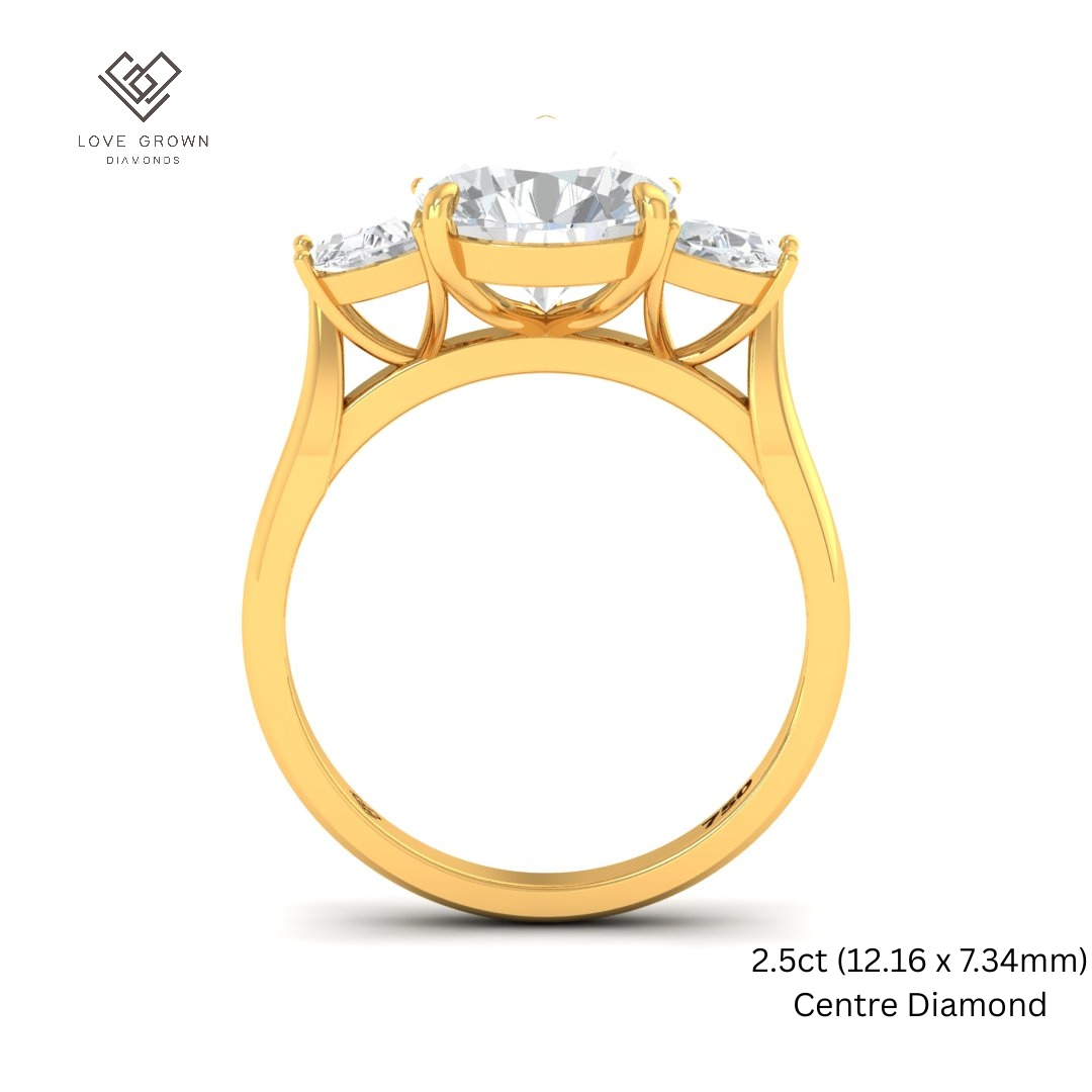 Kamala Pear Cut Diamond Engagement Ring With Half Moon Cut Side Diamonds
