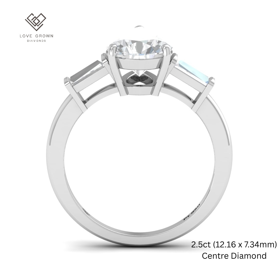 Mary Pear Cut Diamond Engagement Ring With Tapering Baguettes Cut Side Diamonds