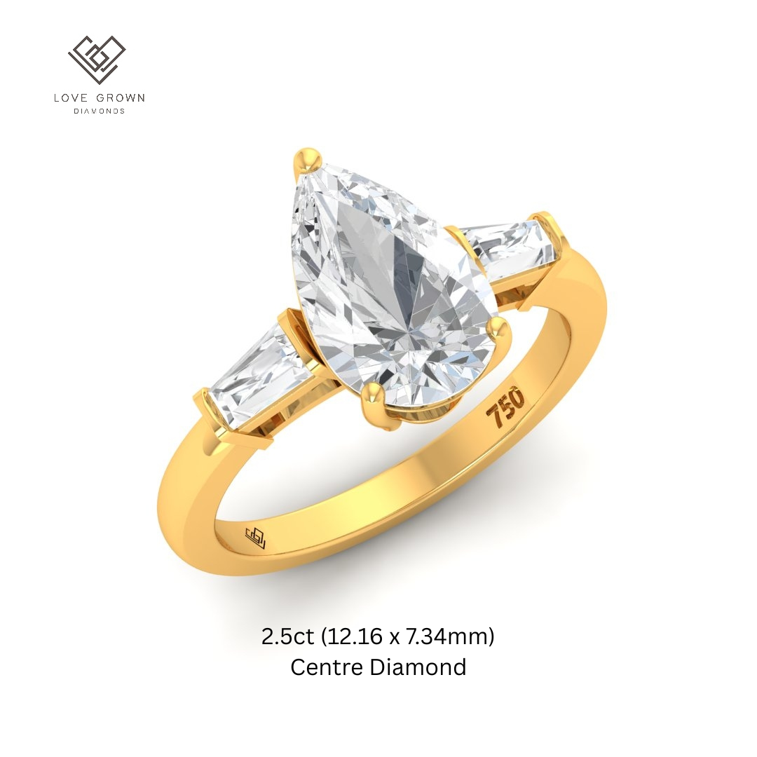 Mary Pear Cut Diamond Engagement Ring With Tapering Baguettes Cut Side Diamonds