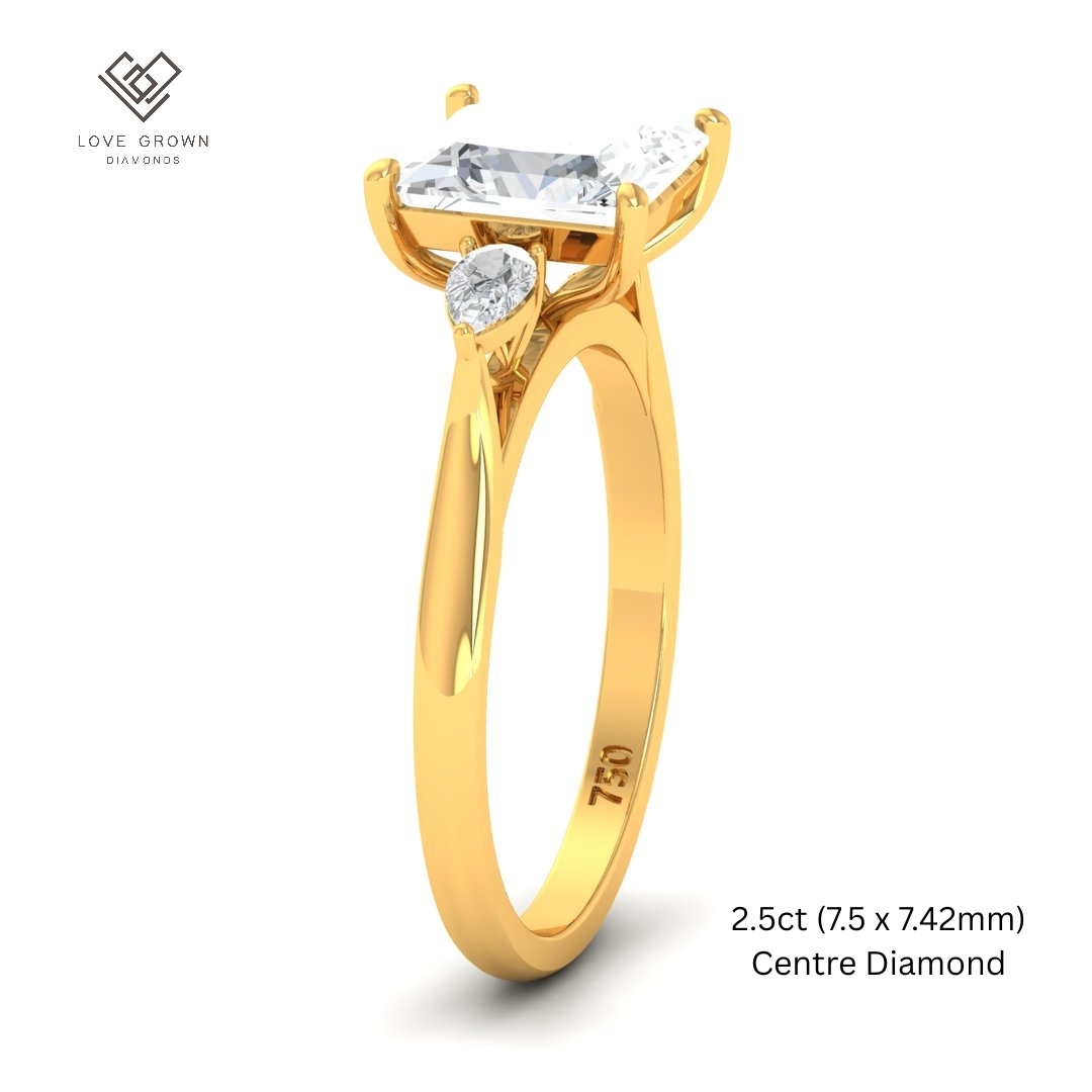 Sofia Princess Cut Diamond Engagement Ring With A Pear sides