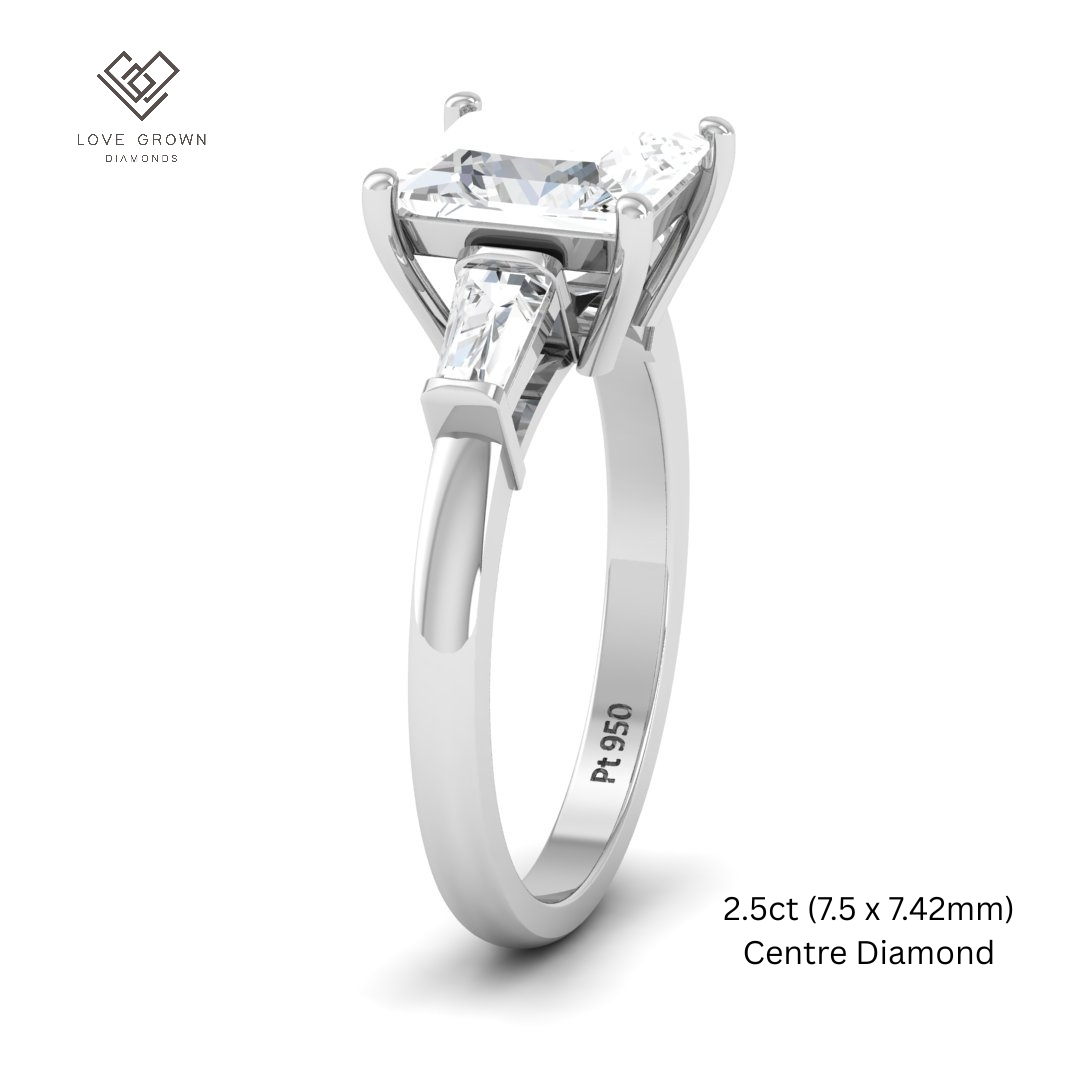 Mary Princess Cut Diamond Engagement Ring With Tapering Baguette Cut Side Diamonds