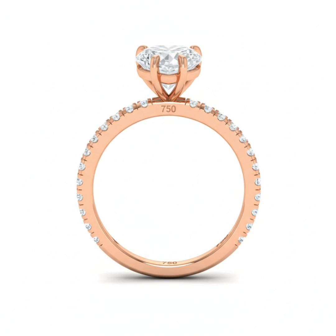 Abigail Heart With Diamond Band Engagement Ring