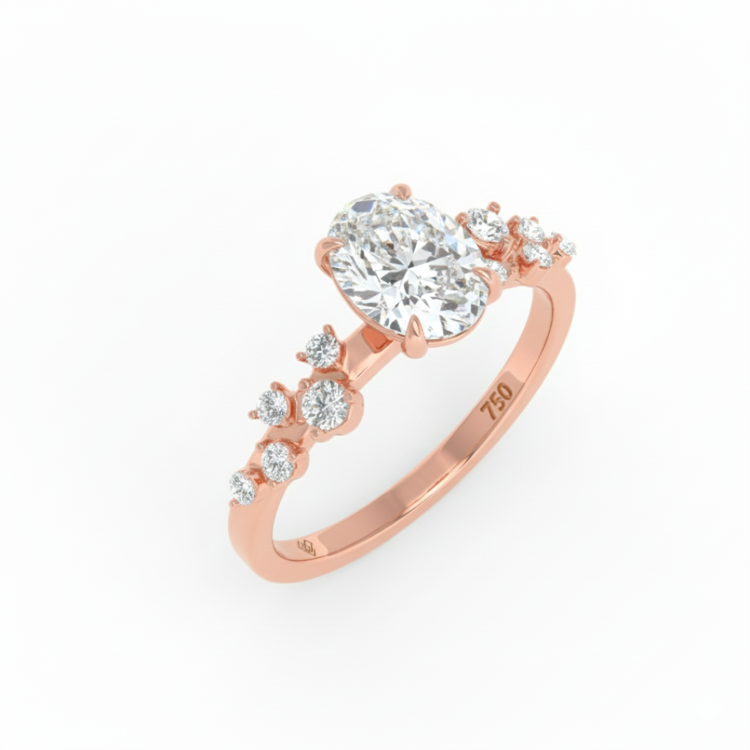 Layla Oval Cut Diamond Engagement Ring With Diamond Accent Band