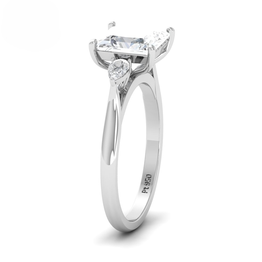 Sofia Princess Cut Diamond Engagement Ring With A Pear sides