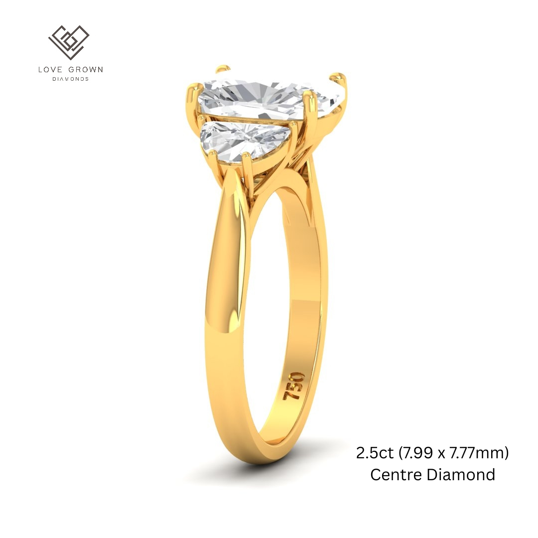 Kamala Cushion Cut Diamond Engagement Ring with Half Moon Cut Side Diamonds