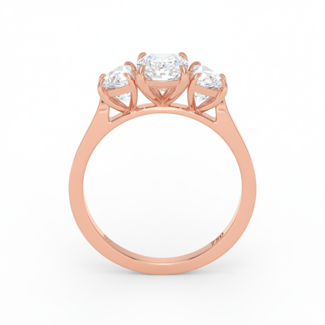 Kamala Cushion Cut Diamond Engagement Ring with Half Moon Cut Side Diamonds