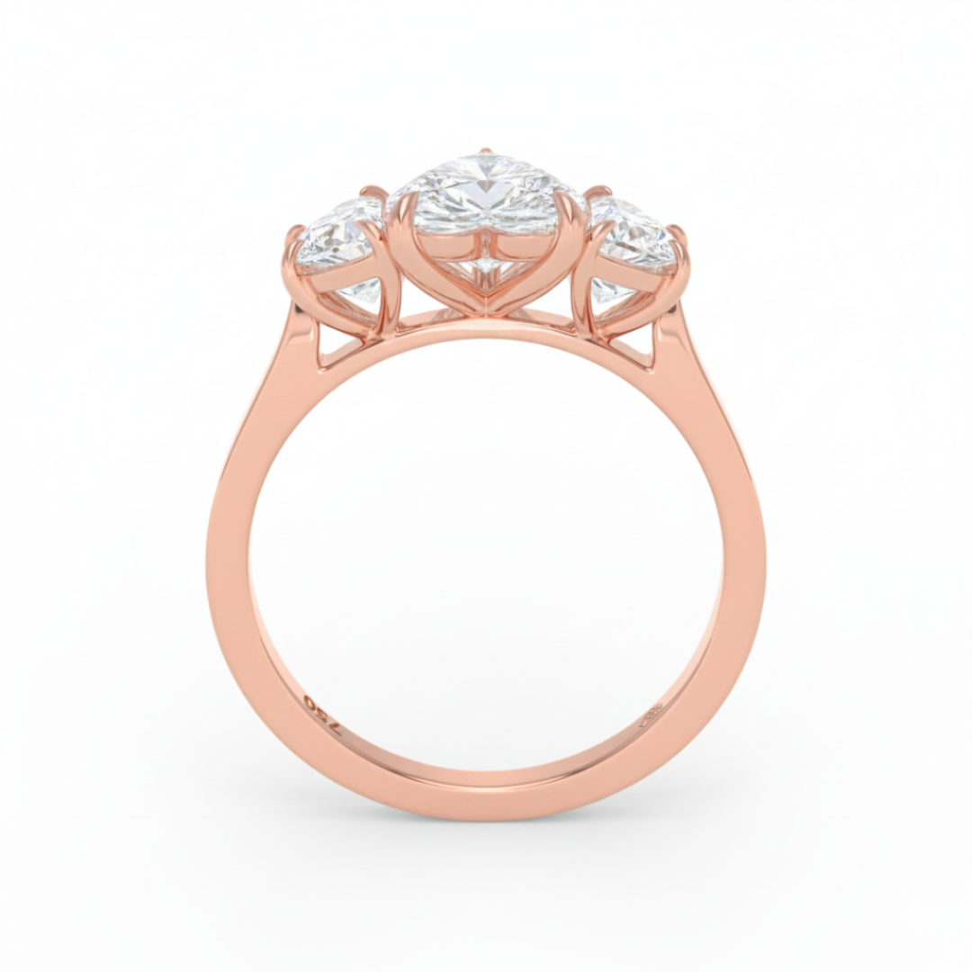 Kamala Heart Cut Diamond Engagement Ring with Half Moon Cut Side Diamonds