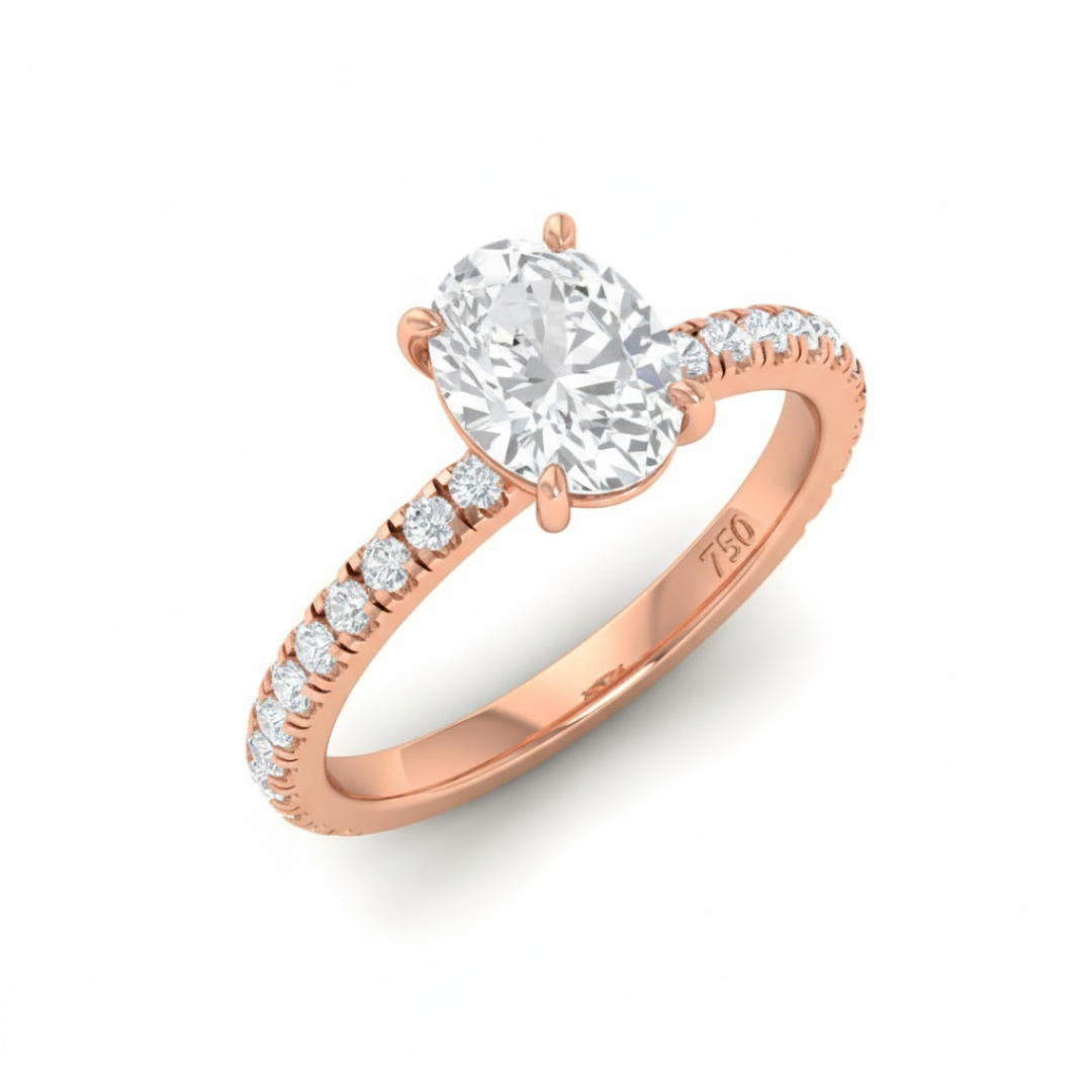 Abigail Oval With Diamond Band Engagement Ring