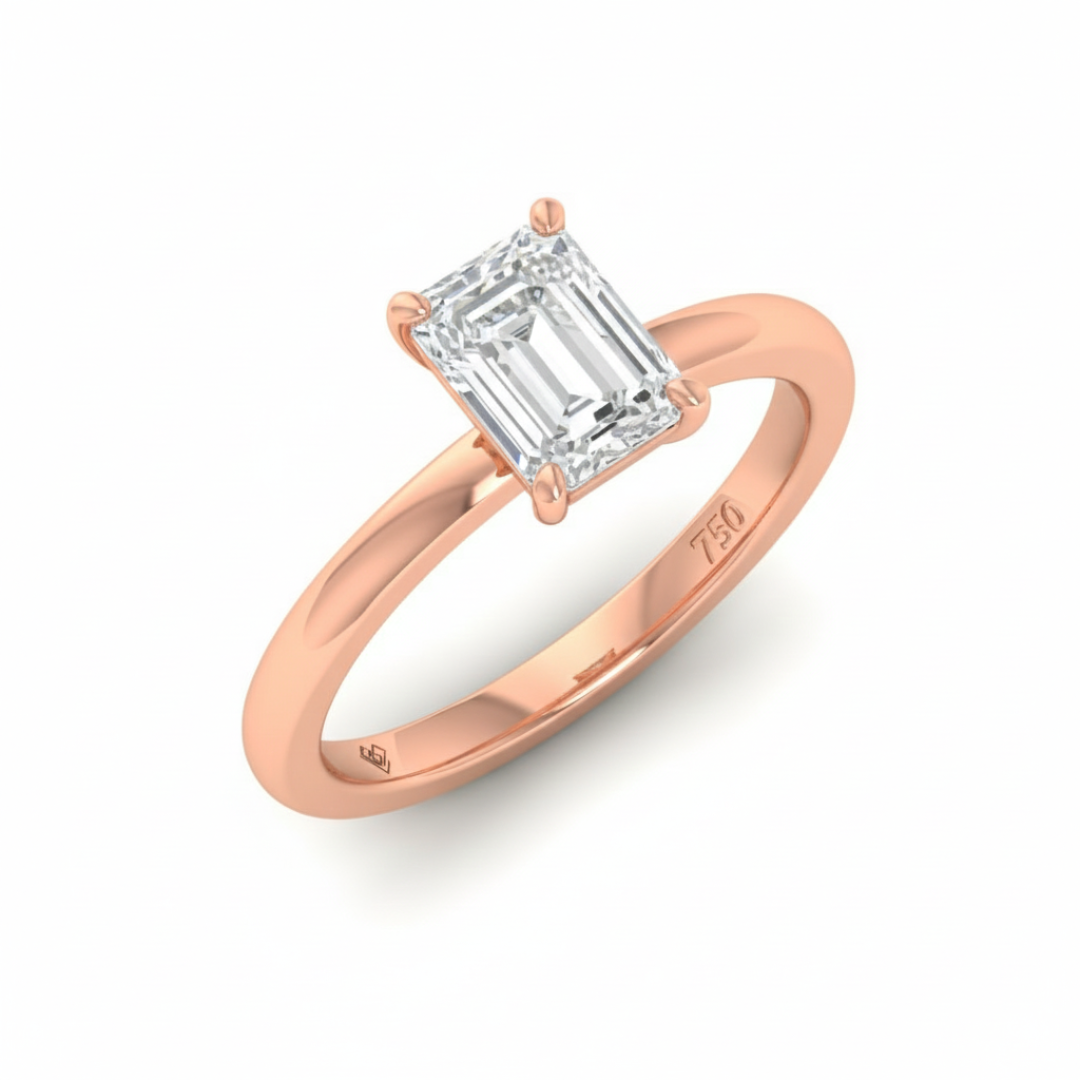 Noémie Solitaire Emerald Cut With Diamond Engagement Ring