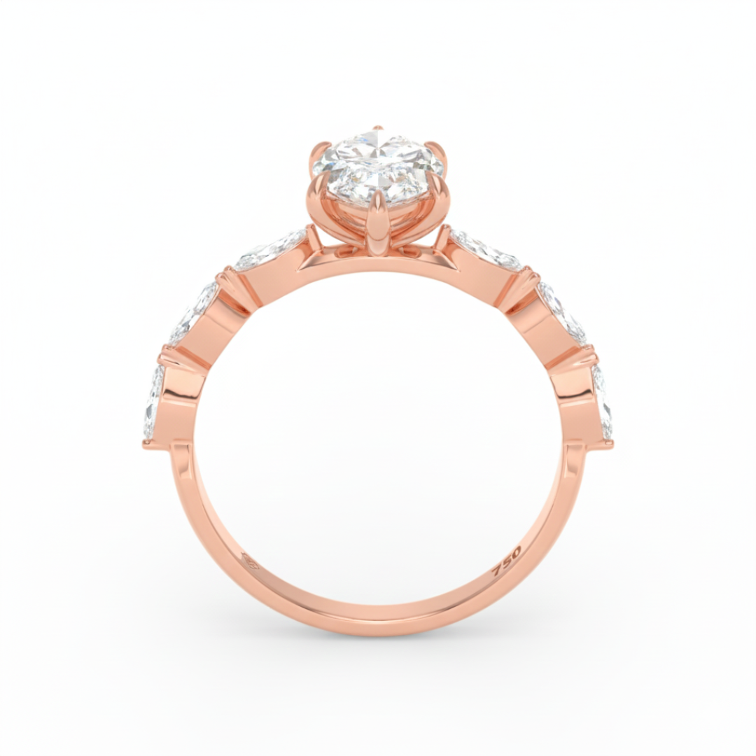 Bague de fiançailles Kasandra en diamant taille marquise avec anneau en diamant taille marquise