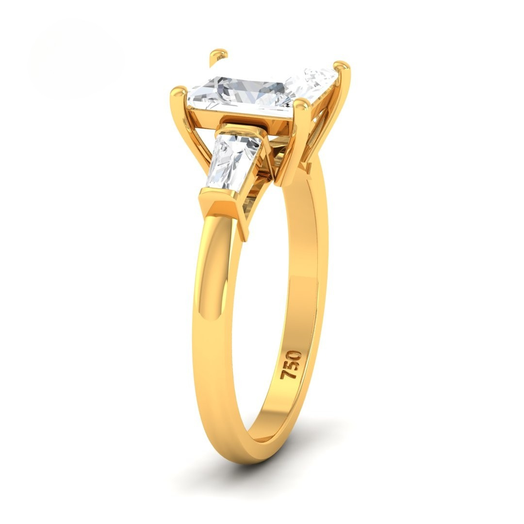 Mary Princess Cut Diamond Engagement Ring With Tapering Baguette Cut Side Diamonds