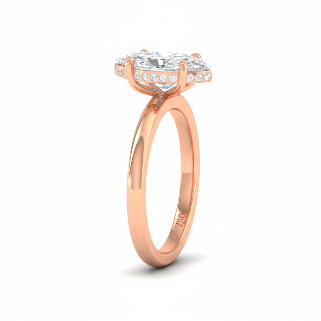 Léa Marquise Cut Diamond With Hidden Halo Engagement Ring