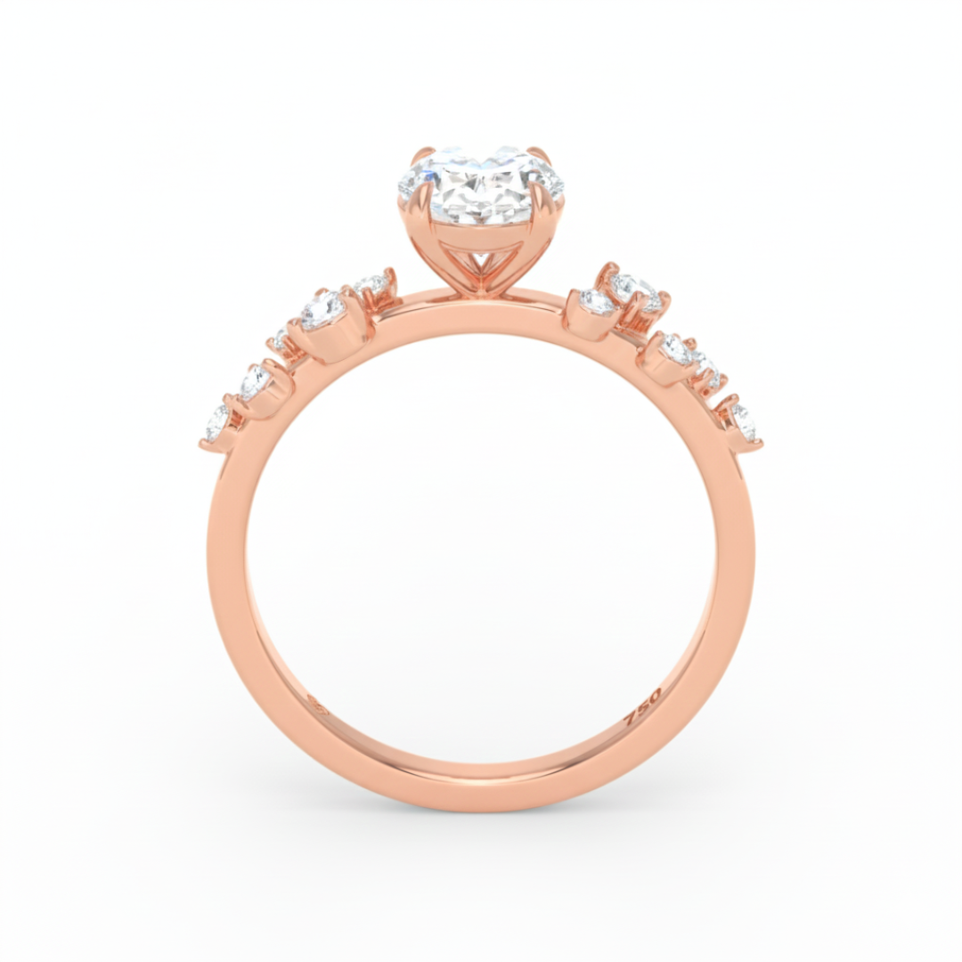 Layla Oval Cut Diamond Engagement Ring With Diamond Accent Band