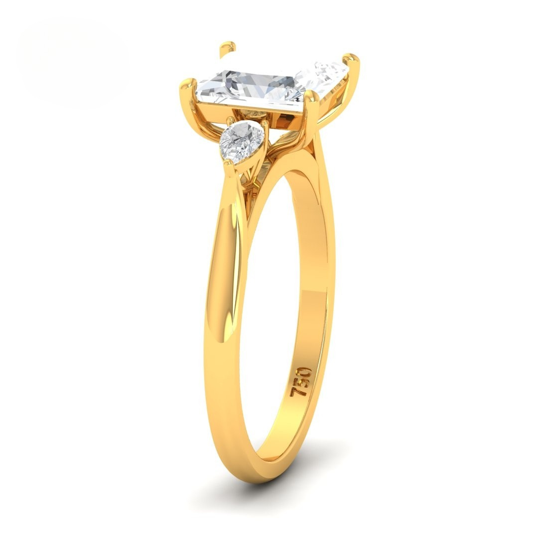 Sofia Princess Cut Diamond Engagement Ring With A Pear sides
