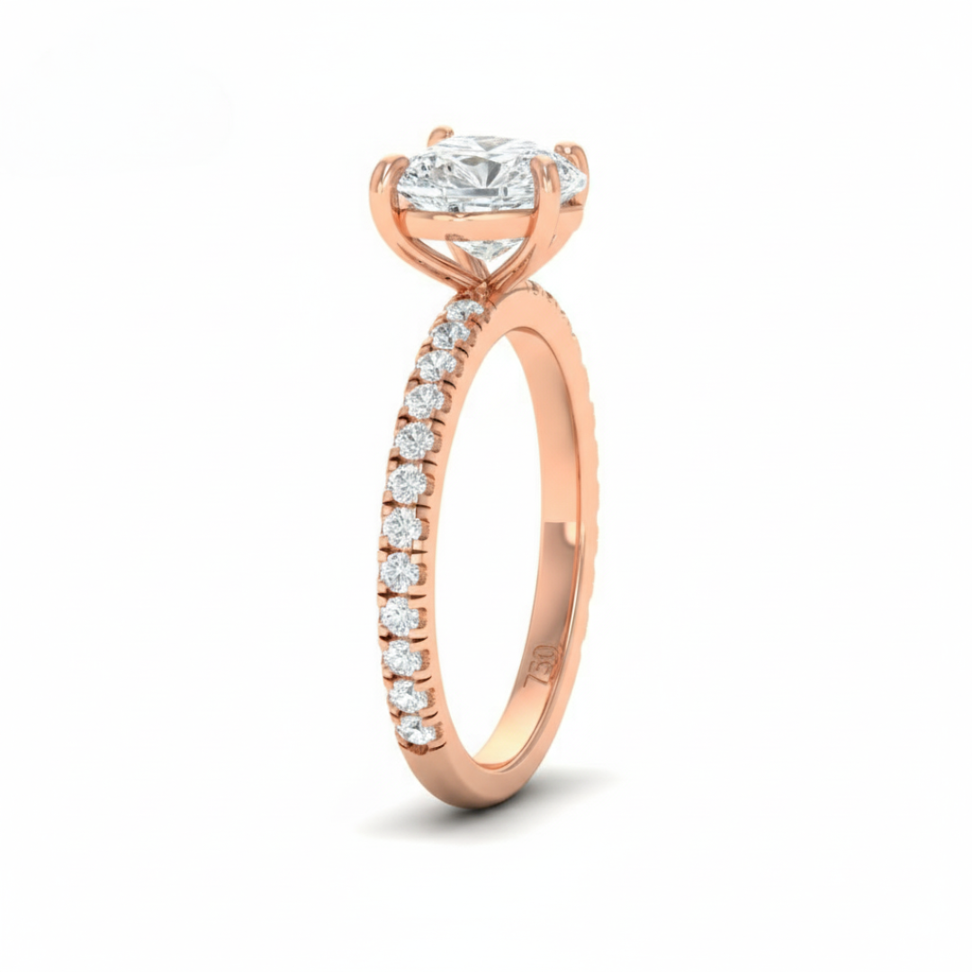 Abigail Heart With Diamond Band Engagement Ring