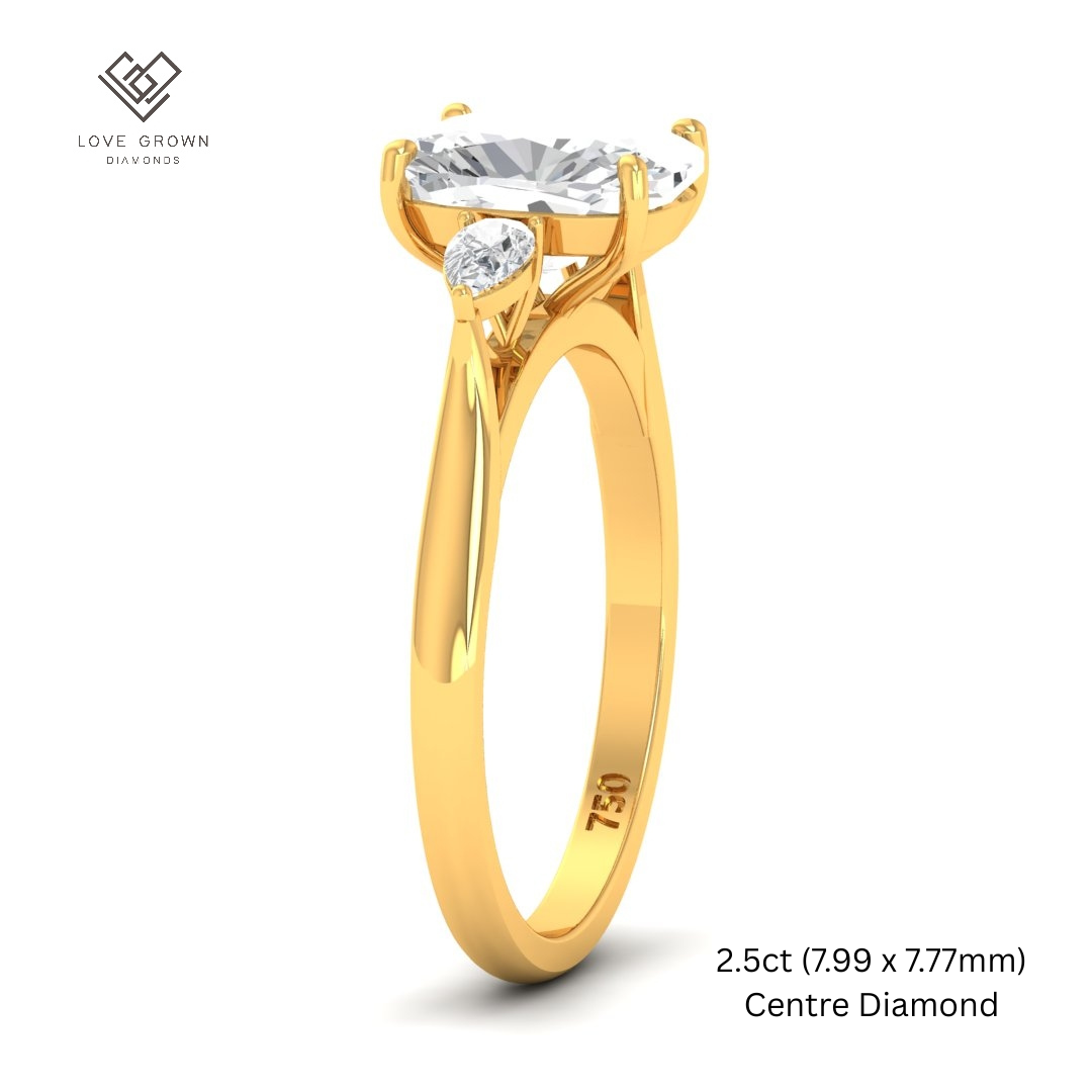 Sofia Cushion Cut Diamond Engagement Ring With A Pear Cut Side Diamonds