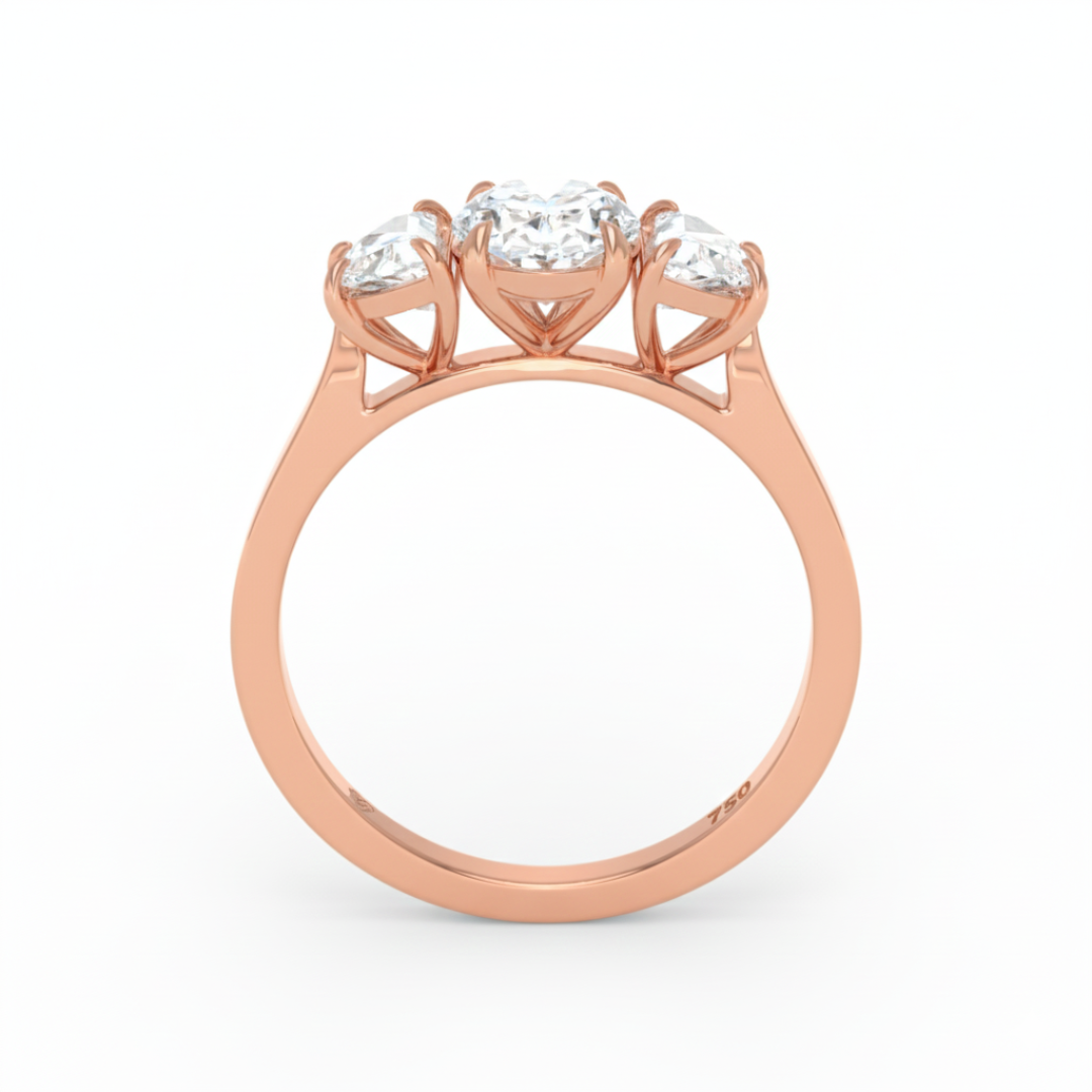 Kamala Oval Cut Diamond Engagement Ring with Half Moon Cut Side Diamonds