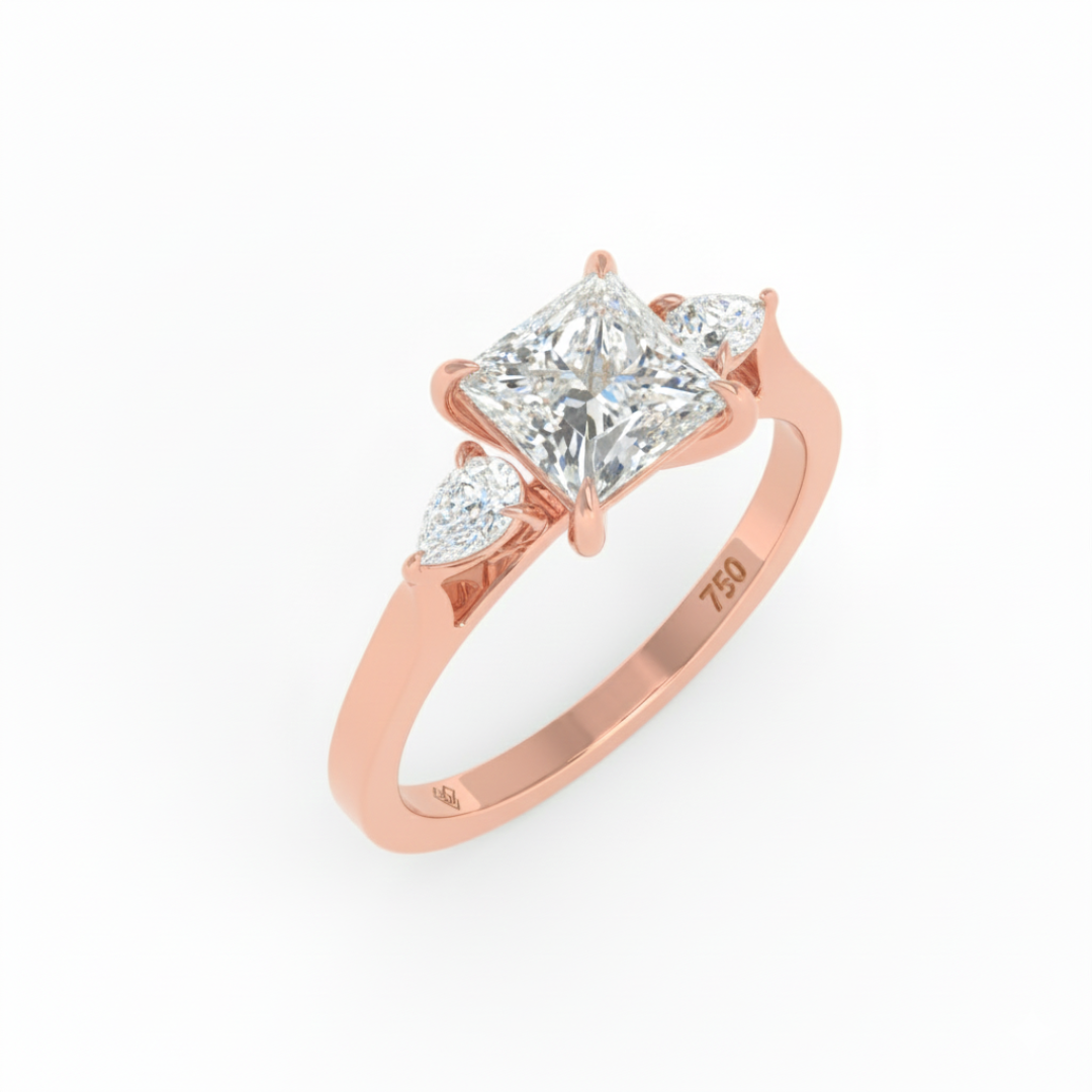 Sofia Princess Cut Diamond Engagement Ring With A Pear sides