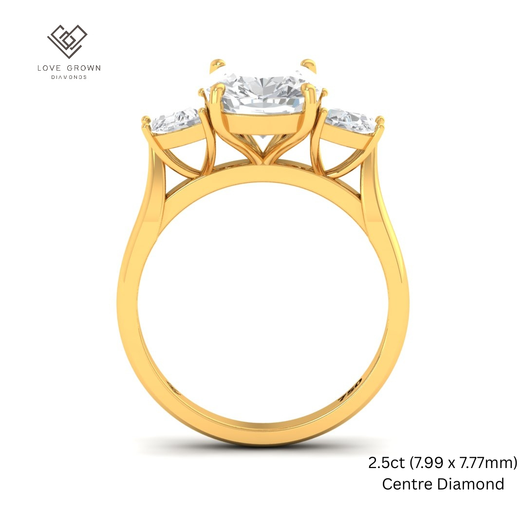 Kamala Cushion Cut Diamond Engagement Ring with Half Moon Cut Side Diamonds