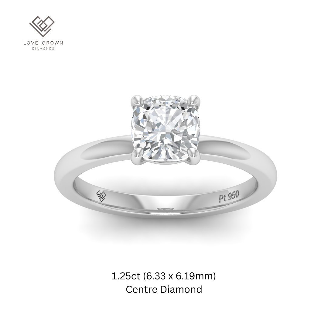 Noémie Solitaire Cushion Cut With Diamond Engagement Ring