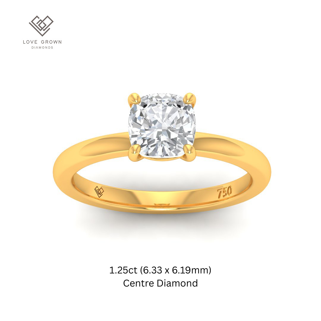 Noémie Solitaire Cushion Cut With Diamond Engagement Ring