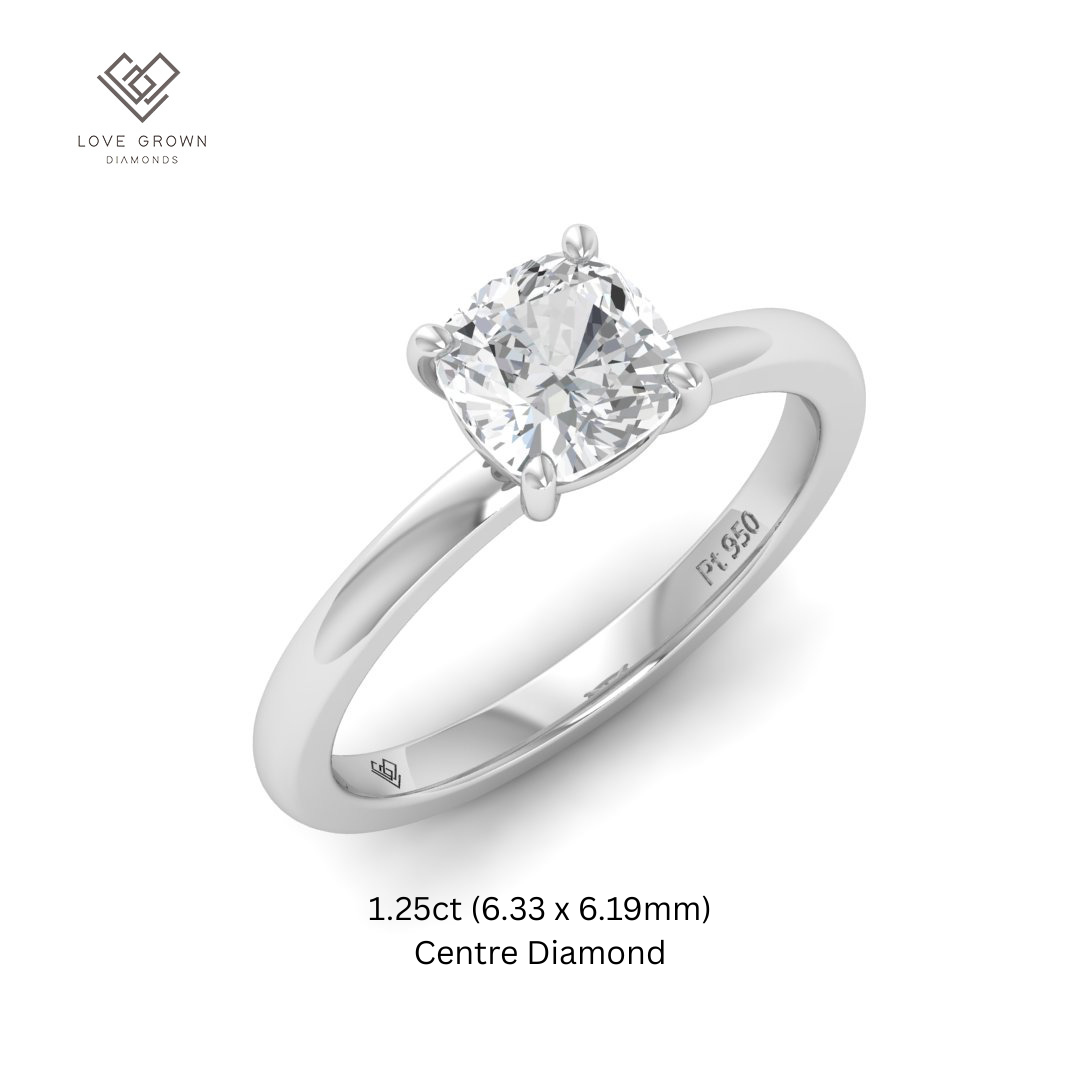 Noémie Solitaire Cushion Cut With Diamond Engagement Ring