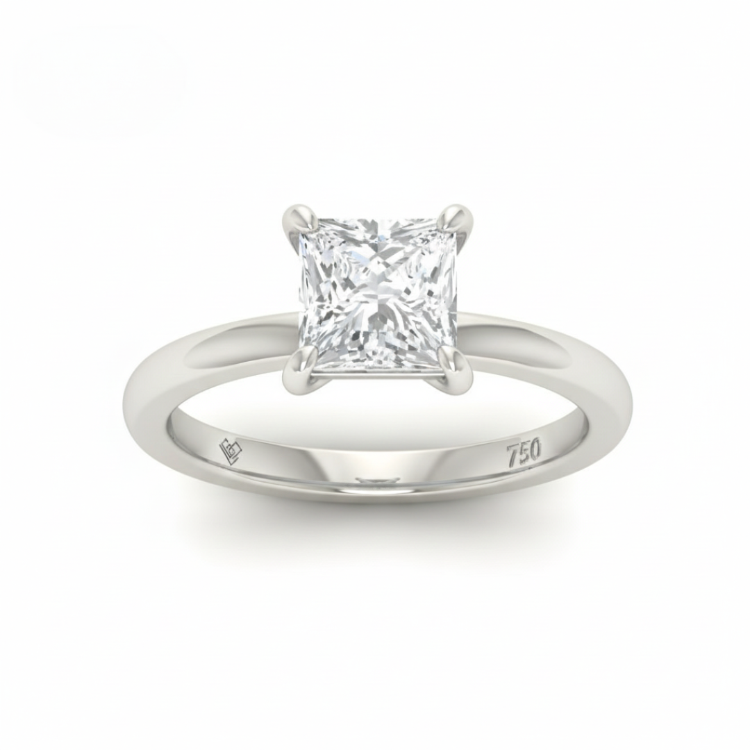 Noémie Solitaire Princess Cut With Diamond Engagement Ring