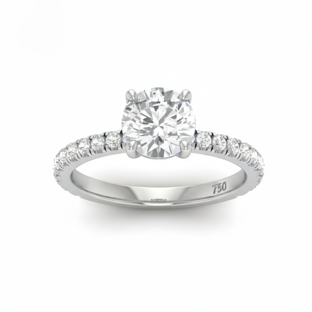 Abigail Round With Diamond Band Engagement Ring