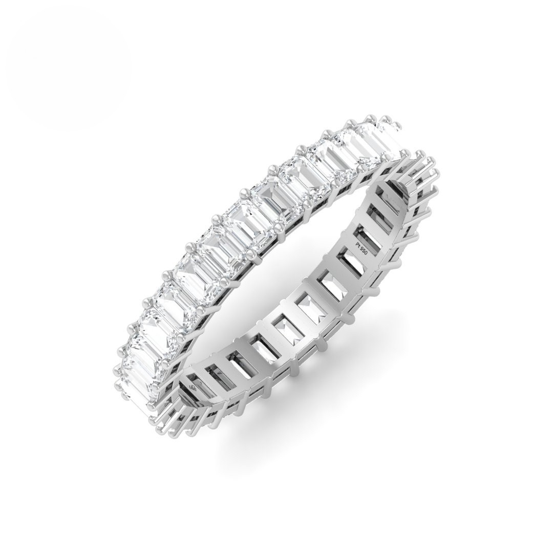 Fleur Emerald cut wedding band 3.00 Ct