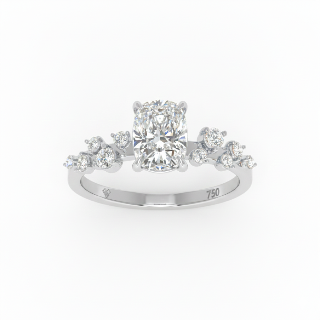 Layla Cushion Diamond Engagement Ring With Diamond Accent Band