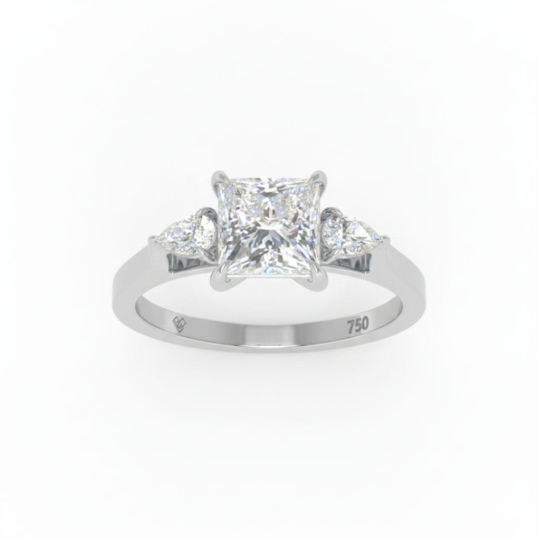 Sofia Princess Cut Diamond Engagement Ring With A Pear sides