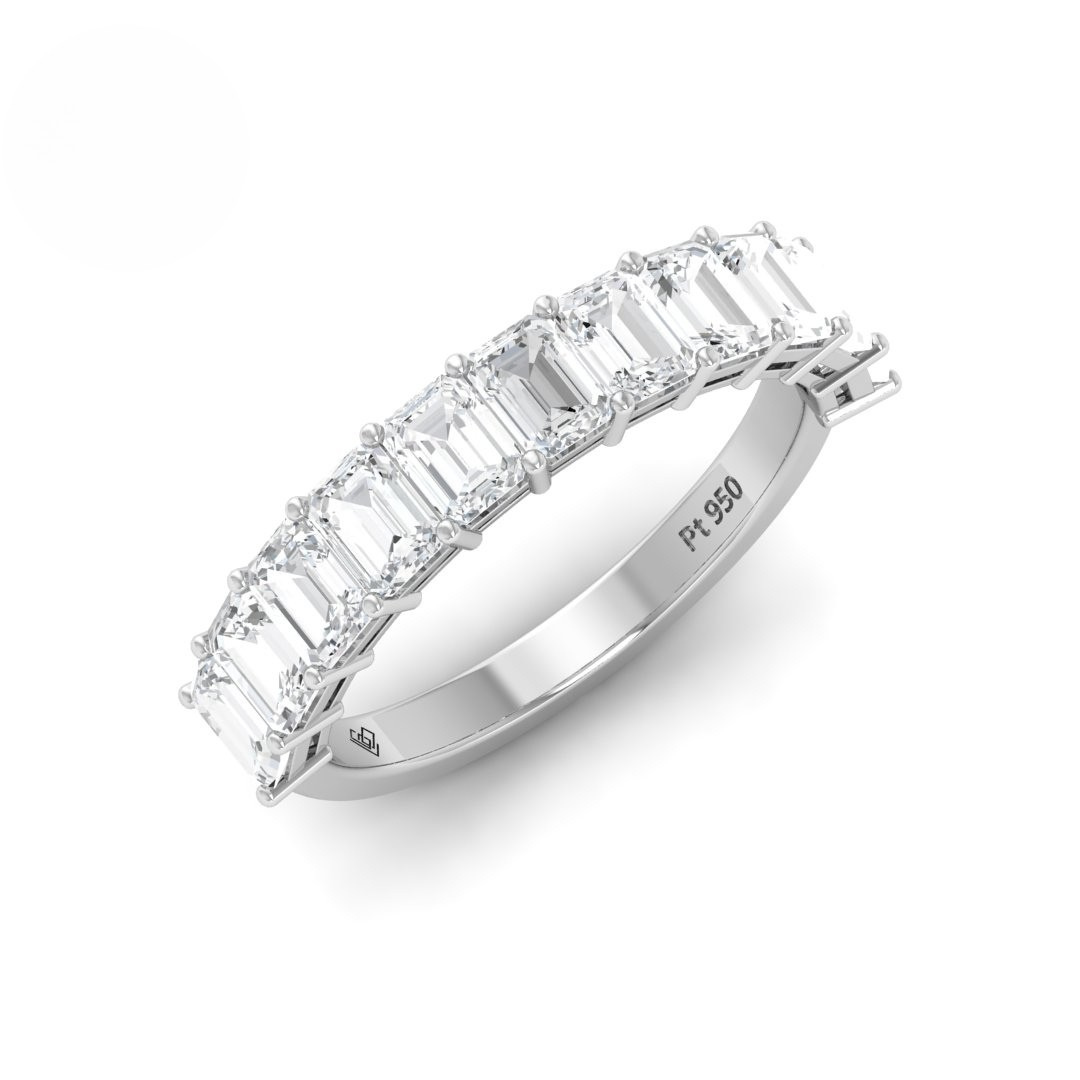 Helene Emerald cut Diamond Wedding Band