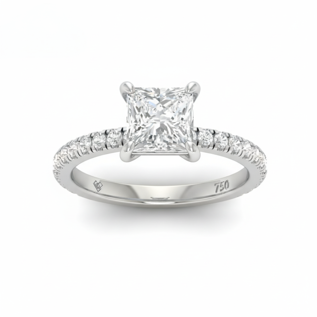 Abigail Princess With Diamond Band Engagement Ring