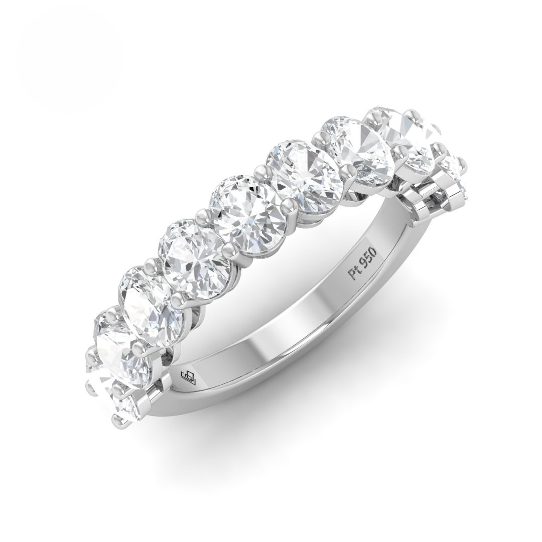 Edith Oval cut wedding band 2.50 Ct