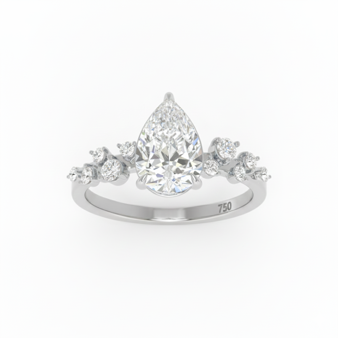Layla Pear Cut Diamond Engagement Ring With Diamond Accent Band