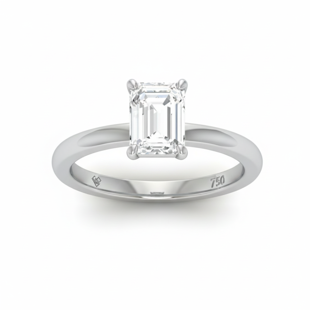 Noémie Solitaire Emerald Cut With Diamond Engagement Ring
