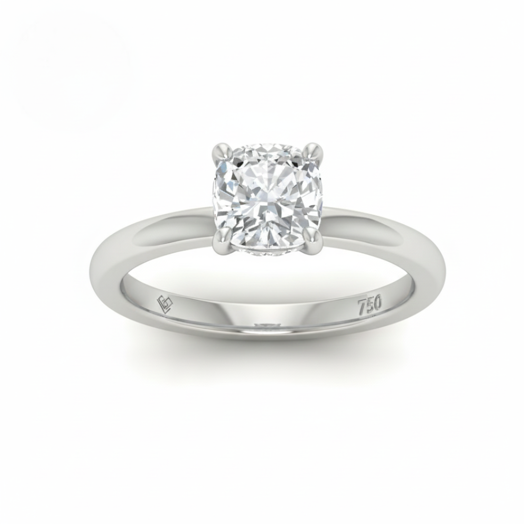 Léa Cushion Cut Diamond With Hidden Halo Engagement Ring