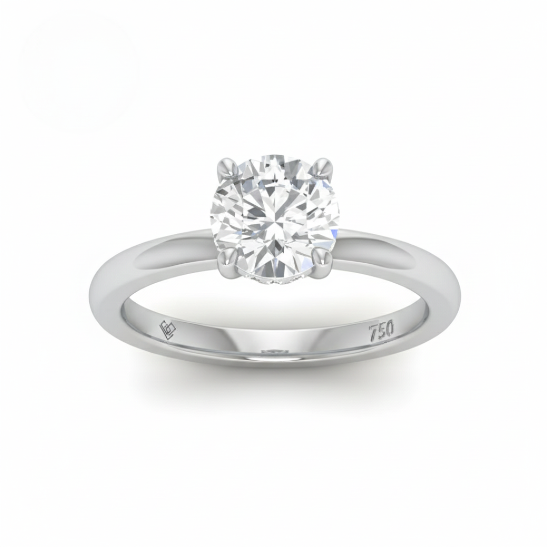 Léa Round Cut Diamond With Hidden Halo Engagement Ring