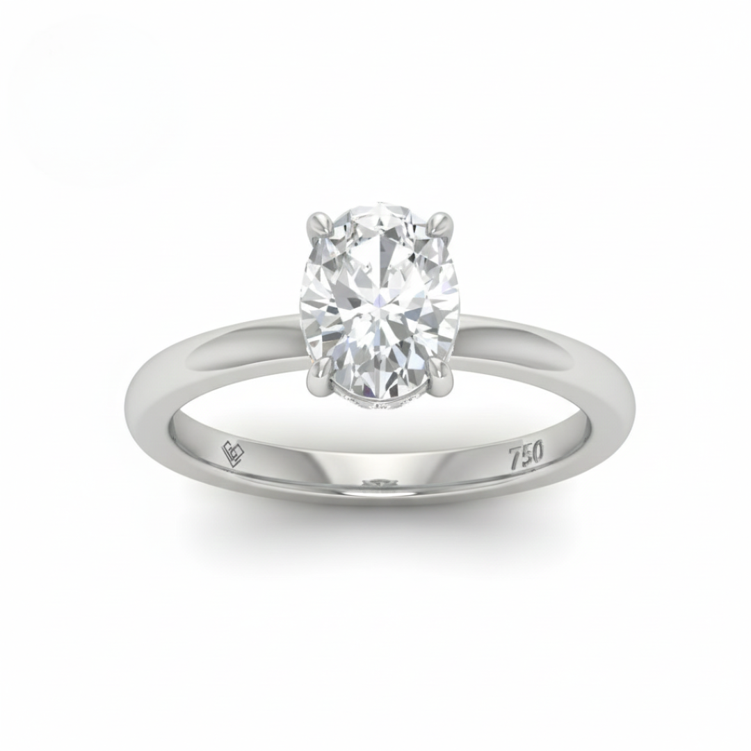 Léa Oval Cut Diamond With Hidden Halo Engagement Ring