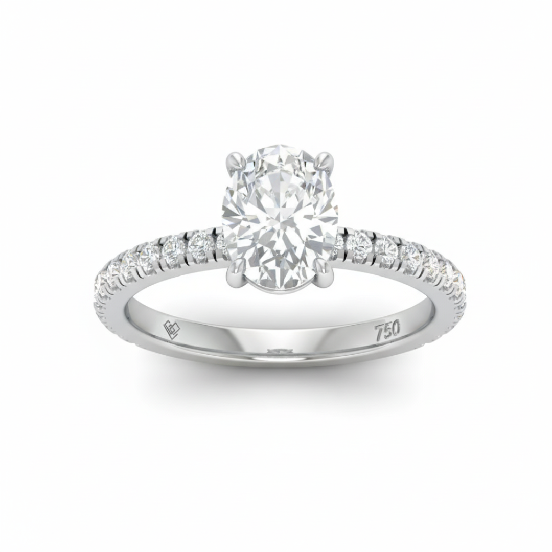 Abigail Oval With Diamond Band Engagement Ring