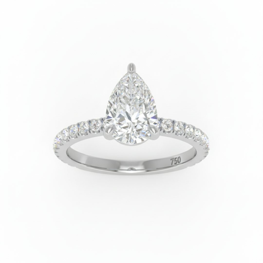 Abigail Pear With Diamond Band Engagement Ring