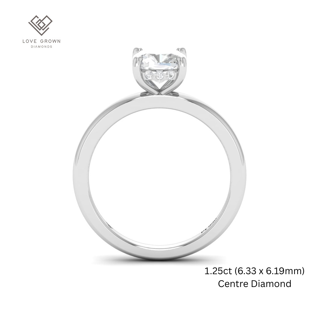 Léa Cushion Cut Diamond With Hidden Halo Engagement Ring