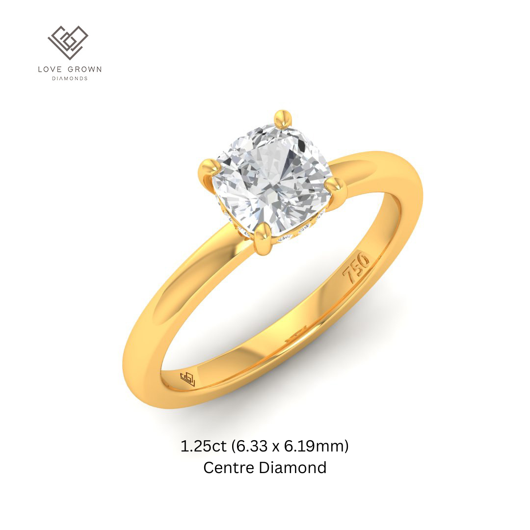 Léa Cushion Cut Diamond With Hidden Halo Engagement Ring
