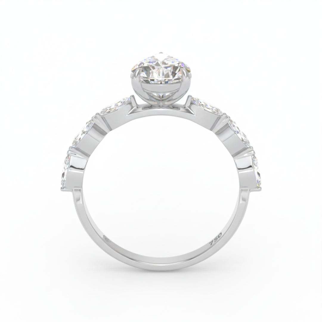 Bague de fiançailles Kasandra avec diamant taille poire et anneau en diamant taille marquise
