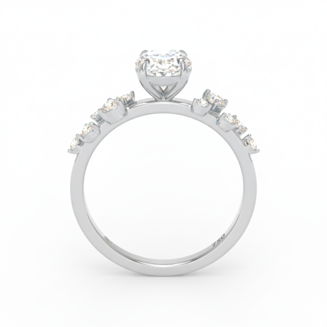 Layla Oval Cut Diamond Engagement Ring With Diamond Accent Band