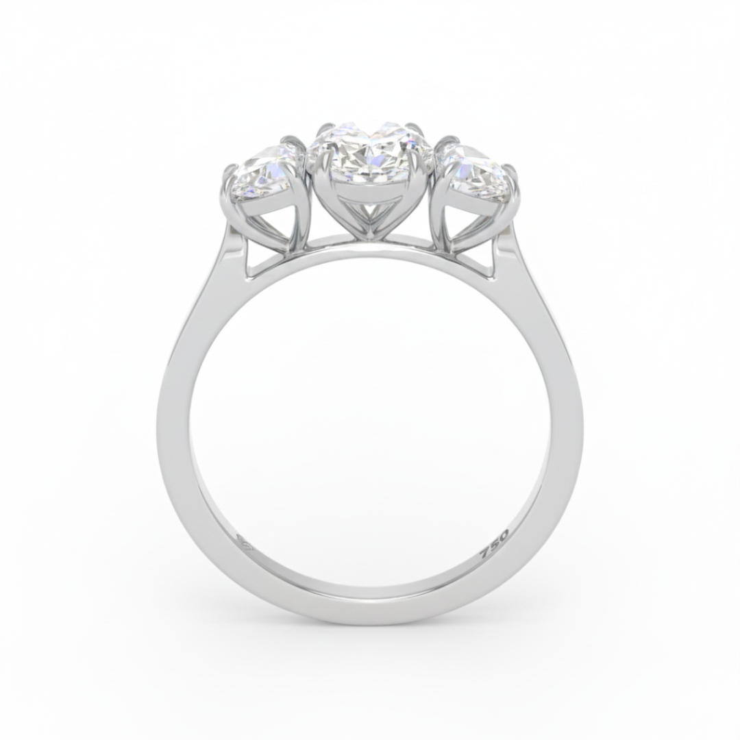 Kamala Oval Cut Diamond Engagement Ring with Half Moon Cut Side Diamonds