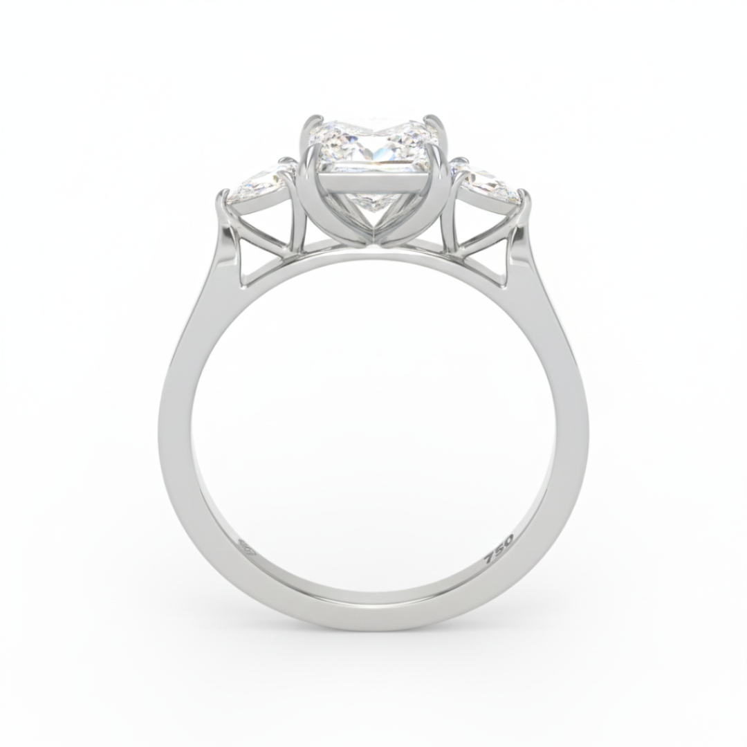 Sofia Princess Cut Diamond Engagement Ring With A Pear sides