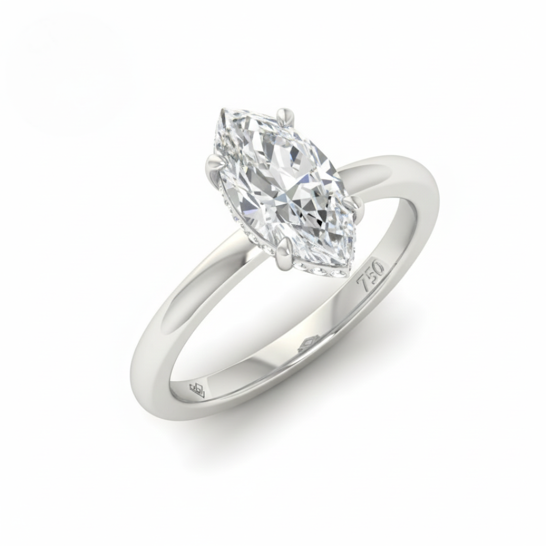 Léa Marquise Cut Diamond With Hidden Halo Engagement Ring
