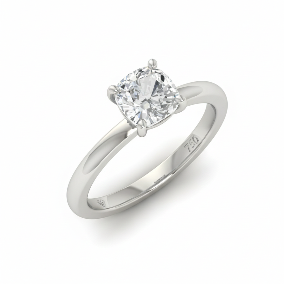 Noémie Solitaire Cushion Cut With Diamond Engagement Ring